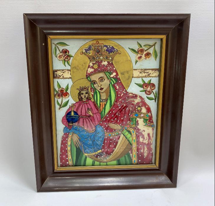 OSMANLI DÖNEMİ RUM İŞİ CAM ALTI DİNİ TABLO 