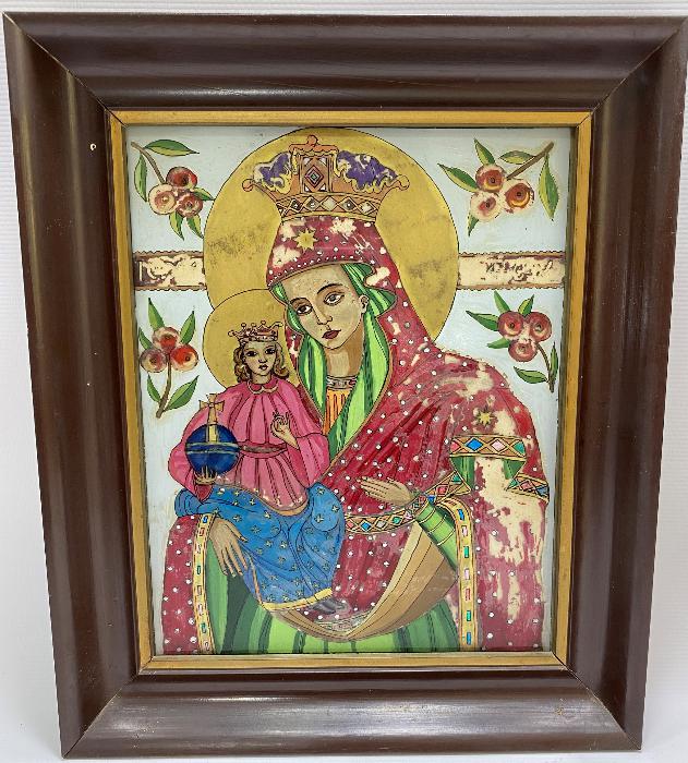 OSMANLI DÖNEMİ RUM İŞİ CAM ALTI DİNİ TABLO 