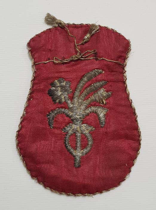 OSMANLI DÖNEMİ SIRMA İŞÇİLİKLİ İPEK PARA KESESİ 