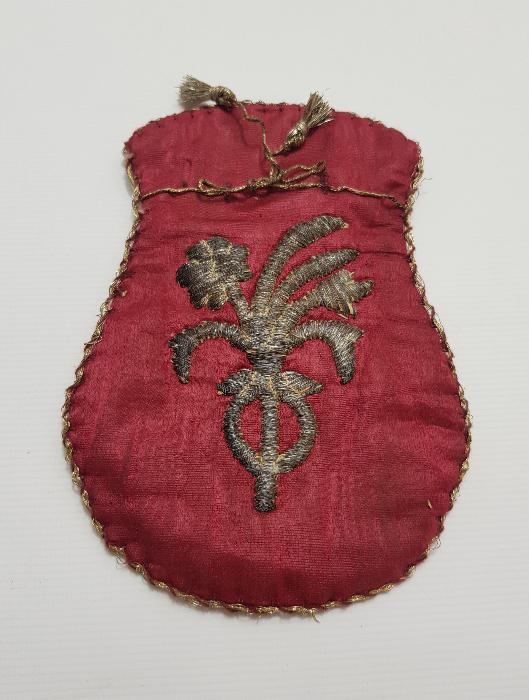 OSMANLI DÖNEMİ SIRMA İŞÇİLİKLİ İPEK PARA KESESİ 