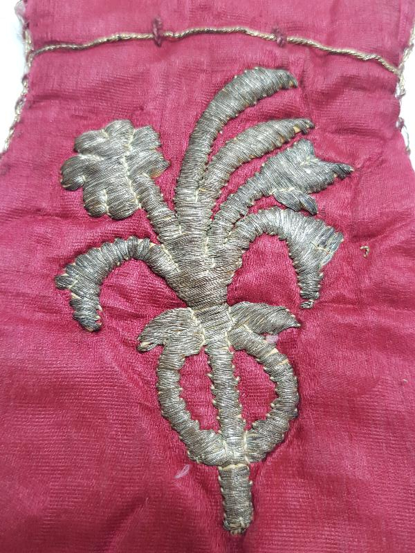 OSMANLI DÖNEMİ SIRMA İŞÇİLİKLİ İPEK PARA KESESİ 