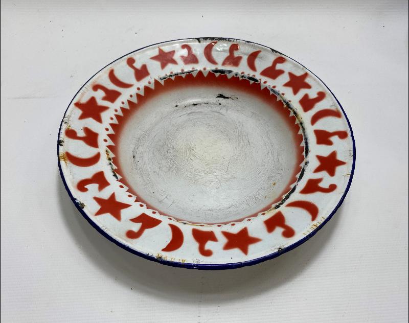 OSMANLI DÖNEMİ AY YILDIZLI EMAYE TABAK 