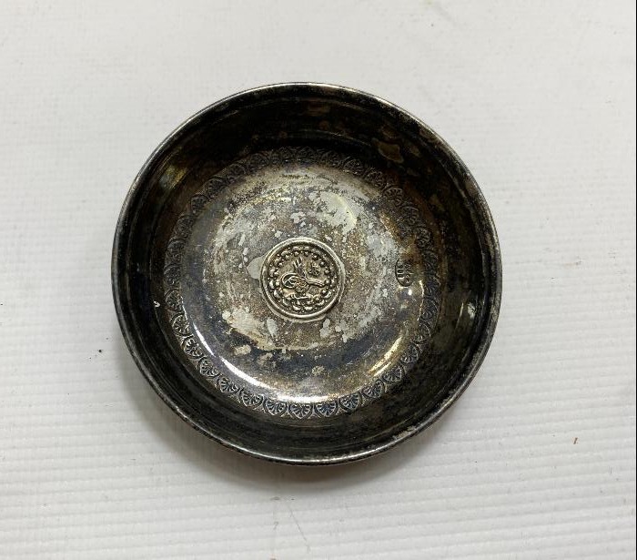 TUĞRALI GÜMÜŞ KINA TASI 