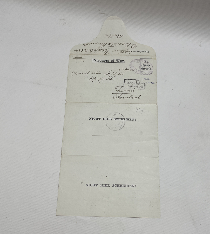 1. DÜNYA SAVAŞI DÖNEMİ ESİR TÜRK ASKERİNİN YAZDIĞI MEKTUP