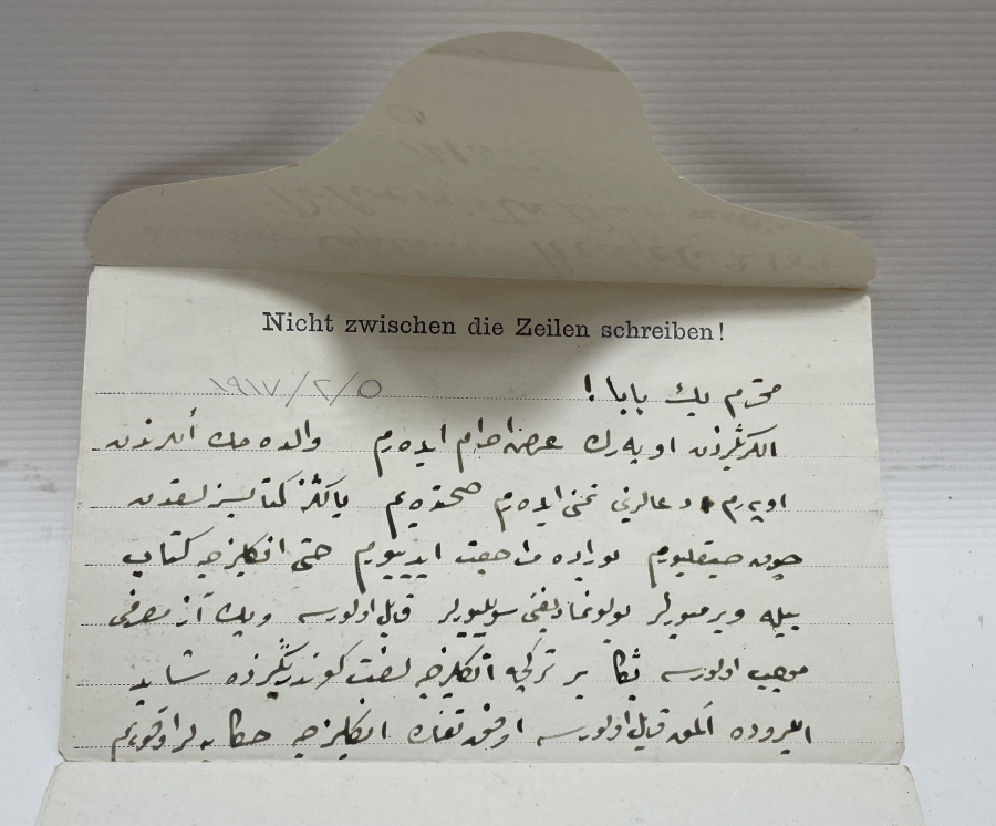 1. DÜNYA SAVAŞI DÖNEMİ ESİR TÜRK ASKERİNİN YAZDIĞI MEKTUP