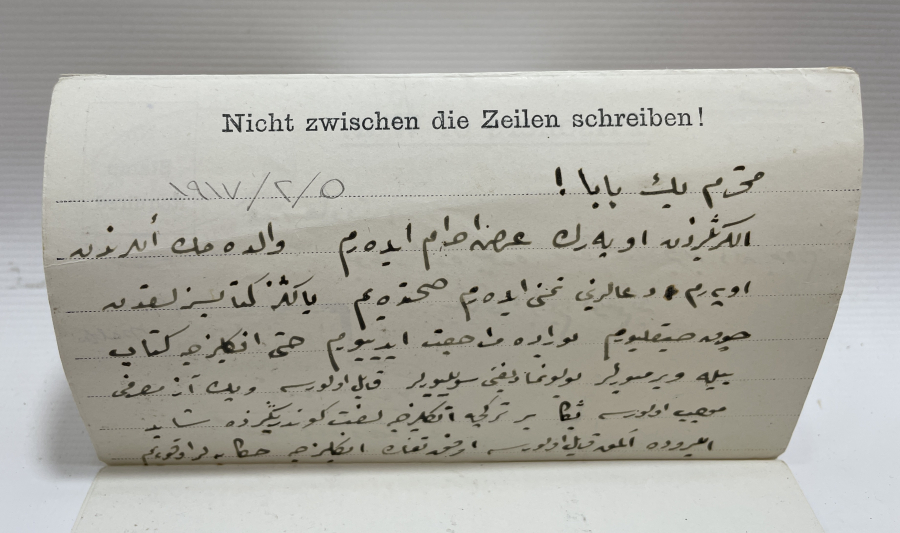 1. DÜNYA SAVAŞI DÖNEMİ ESİR TÜRK ASKERİNİN YAZDIĞI MEKTUP