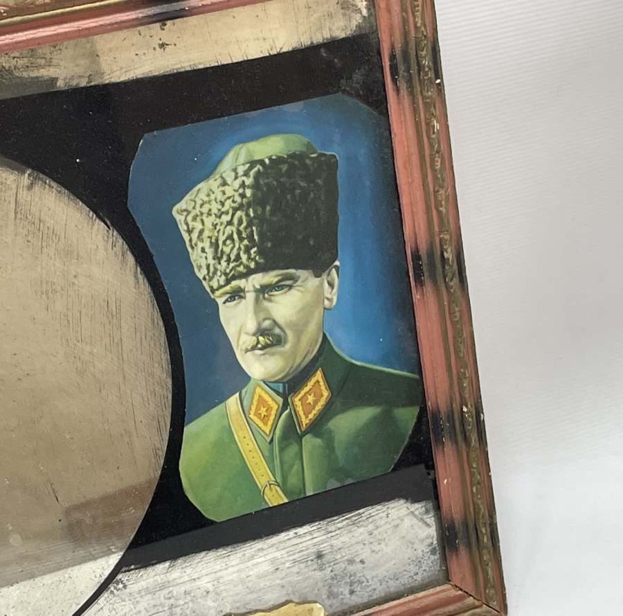 ATATÜRK VE FEVZİ ÇAKMAK PAŞA GÖRSELİ ANTİKA DUVAR AYNASI
