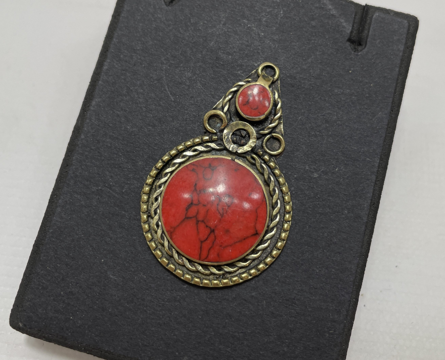 TÜRKMEN İŞİ MERCANLI ANTİKA KOLYE UCU