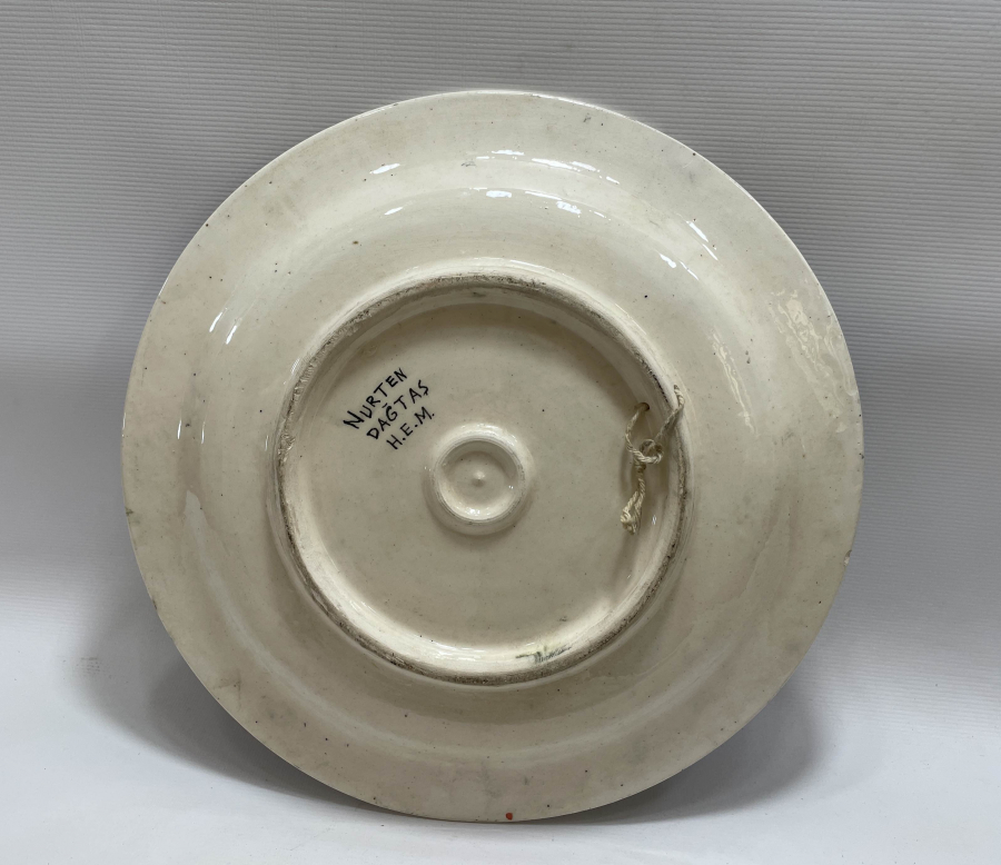 ÜZERİ YAZILI EL YAPIMI KÜTAHYA DUVAR TABAĞI