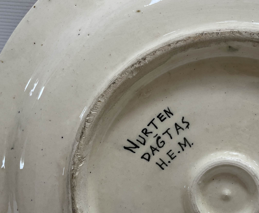 ÜZERİ YAZILI EL YAPIMI KÜTAHYA DUVAR TABAĞI