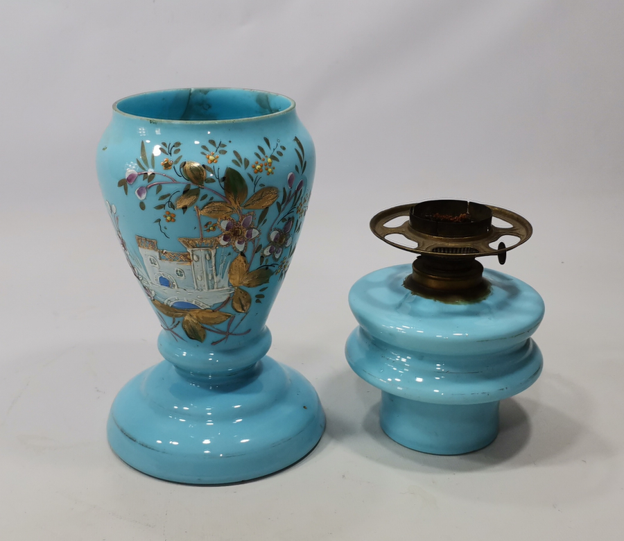 ÜZERİ DOLMABAHÇE SARAYI GÖRSELLİ EL BOYAMA OSMANLI DÖNEMİ  GAZ LAMBASI