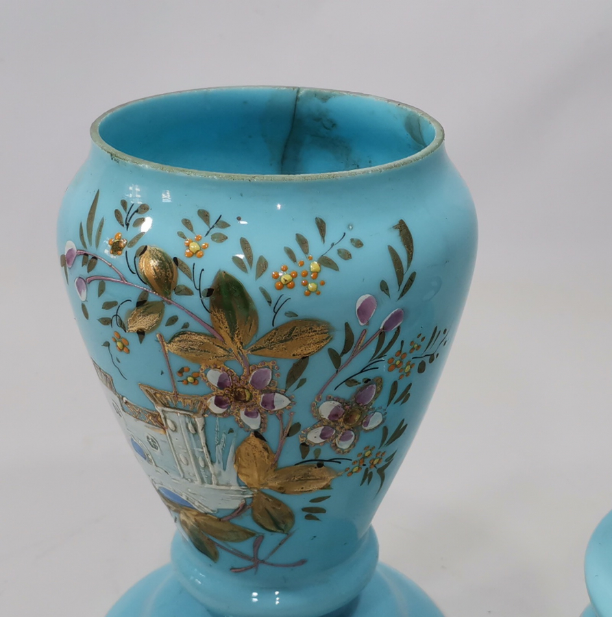 ÜZERİ DOLMABAHÇE SARAYI GÖRSELLİ EL BOYAMA OSMANLI DÖNEMİ  GAZ LAMBASI