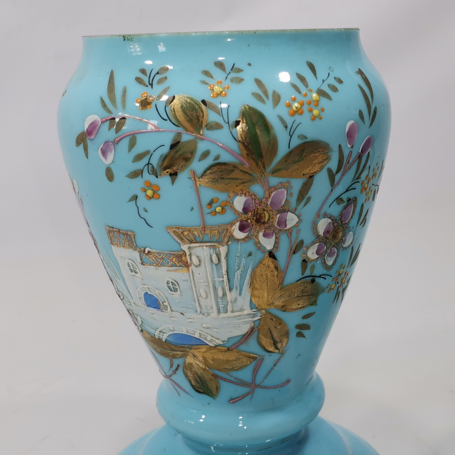 ÜZERİ DOLMABAHÇE SARAYI GÖRSELLİ EL BOYAMA OSMANLI DÖNEMİ  GAZ LAMBASI