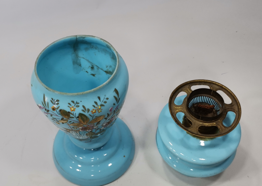 ÜZERİ DOLMABAHÇE SARAYI GÖRSELLİ EL BOYAMA OSMANLI DÖNEMİ  GAZ LAMBASI