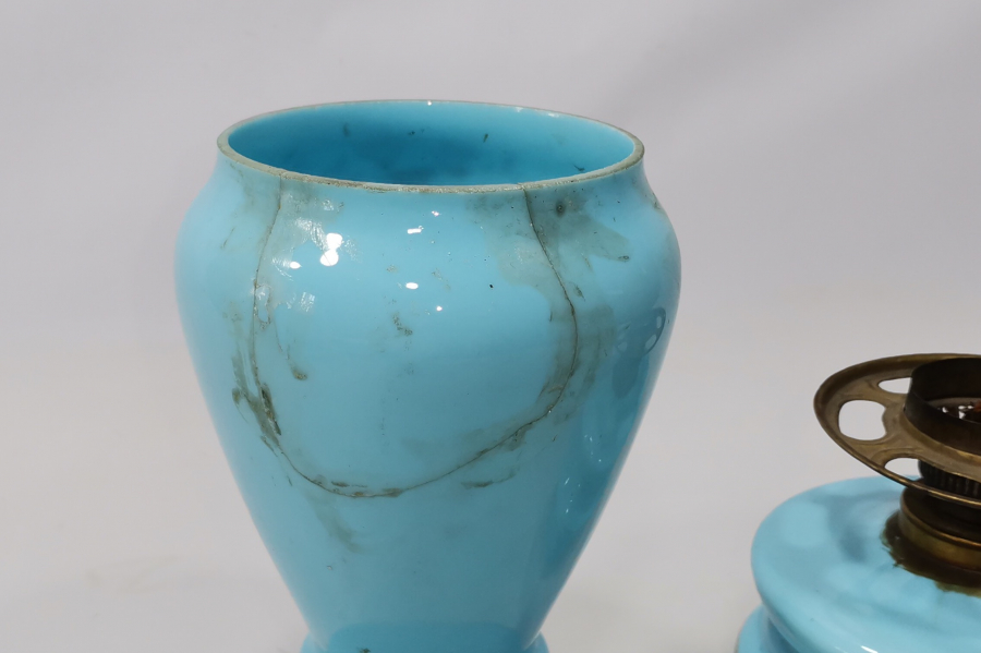 ÜZERİ DOLMABAHÇE SARAYI GÖRSELLİ EL BOYAMA OSMANLI DÖNEMİ  GAZ LAMBASI