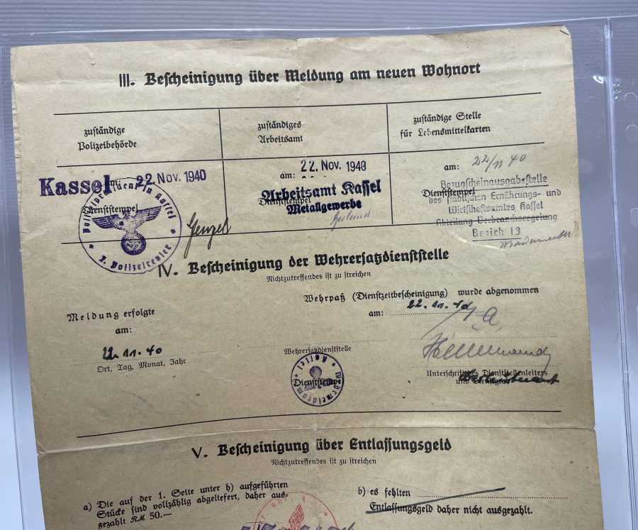 2. DÜNYA SAVAŞI DÖNEMİ NAZİ ASKERİ TERHİS BELGESİ