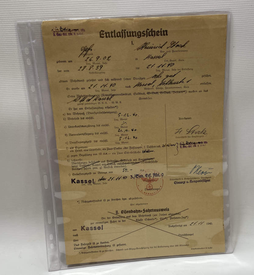 2. DÜNYA SAVAŞI DÖNEMİ NAZİ ASKERİ TERHİS BELGESİ