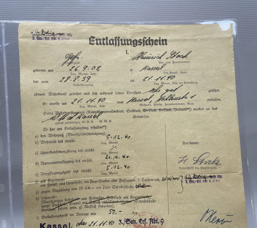 2. DÜNYA SAVAŞI DÖNEMİ NAZİ ASKERİ TERHİS BELGESİ