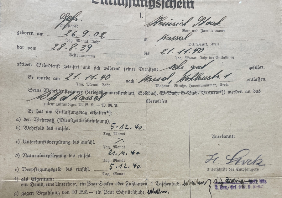 2. DÜNYA SAVAŞI DÖNEMİ NAZİ ASKERİ TERHİS BELGESİ