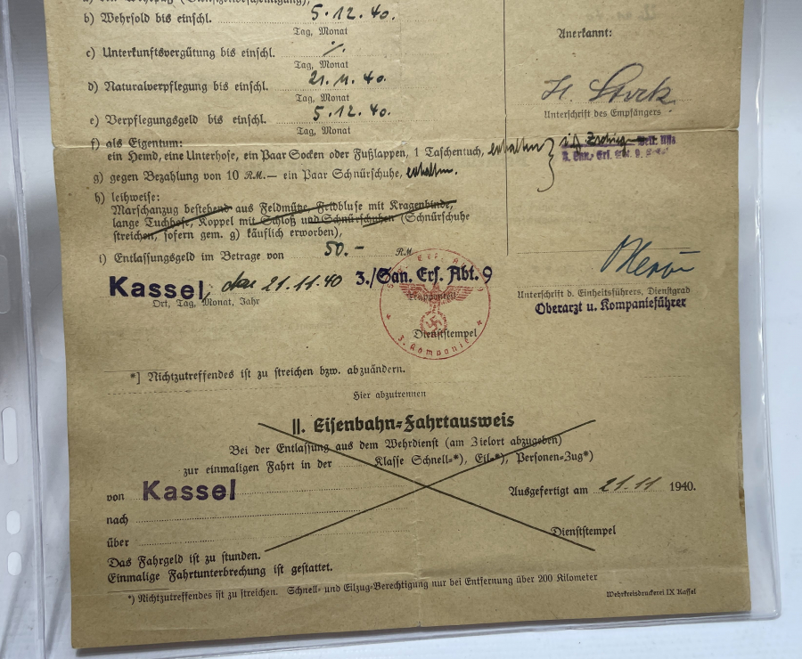 2. DÜNYA SAVAŞI DÖNEMİ NAZİ ASKERİ TERHİS BELGESİ