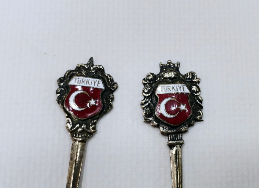 ÜZERİ MİNE İŞÇİLİKLİ ANTİKA GÜMÜŞ ÇAY KAŞIĞI TAKIMI