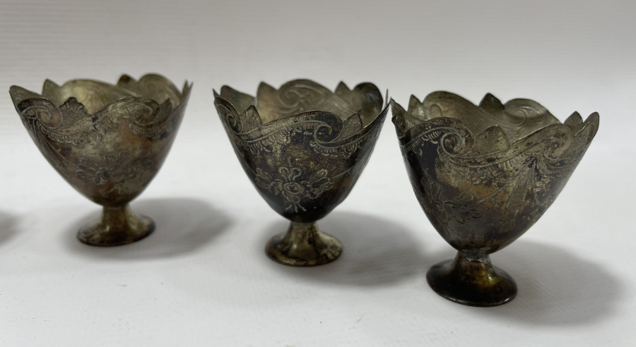 OSMANLI DÖNEMİ 6 LI ESERİ İSTANBUL GÜMÜŞ FİNCAN ZARFI TAKIMI