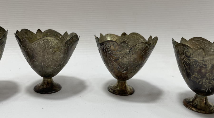 OSMANLI DÖNEMİ 6 LI ESERİ İSTANBUL GÜMÜŞ FİNCAN ZARFI TAKIMI