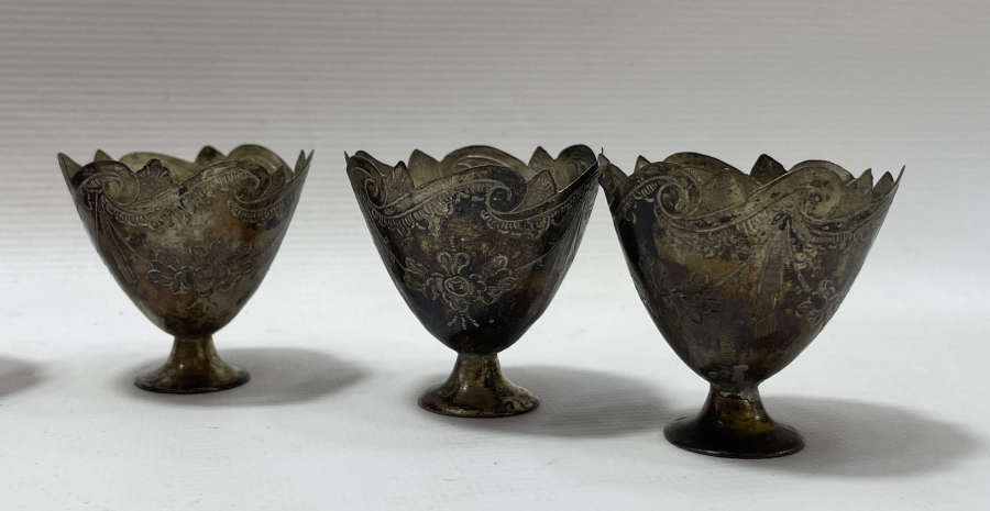 OSMANLI DÖNEMİ 6 LI ESERİ İSTANBUL GÜMÜŞ FİNCAN ZARFI TAKIMI