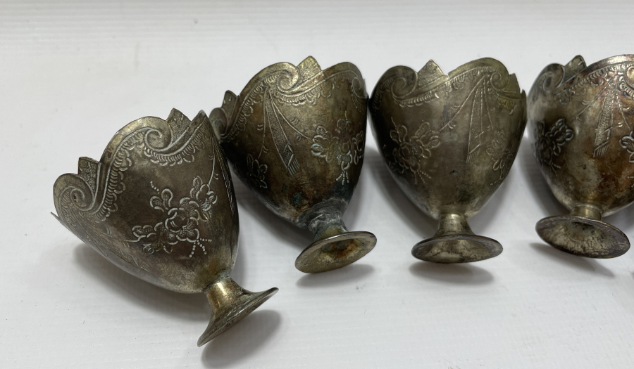 OSMANLI DÖNEMİ 6 LI ESERİ İSTANBUL GÜMÜŞ FİNCAN ZARFI TAKIMI