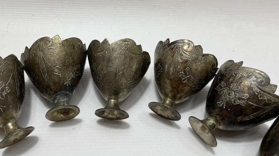 OSMANLI DÖNEMİ 6 LI ESERİ İSTANBUL GÜMÜŞ FİNCAN ZARFI TAKIMI