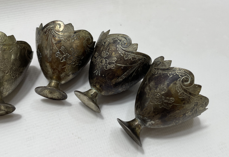 OSMANLI DÖNEMİ 6 LI ESERİ İSTANBUL GÜMÜŞ FİNCAN ZARFI TAKIMI