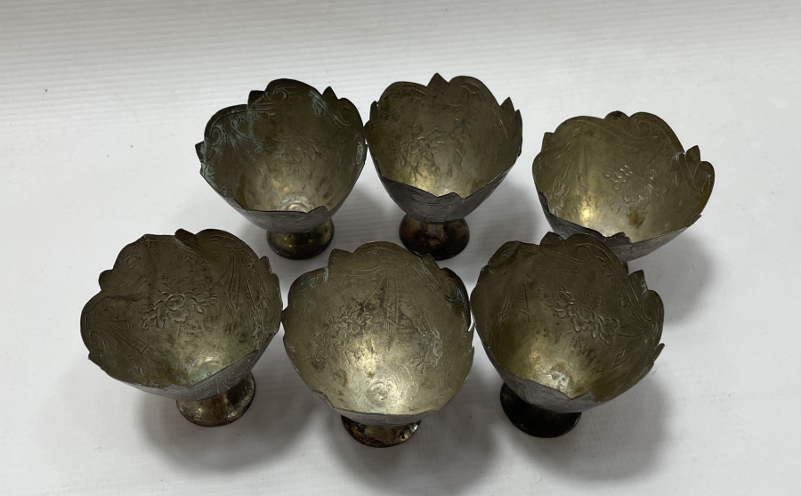 OSMANLI DÖNEMİ 6 LI ESERİ İSTANBUL GÜMÜŞ FİNCAN ZARFI TAKIMI