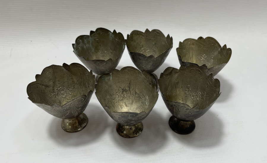 OSMANLI DÖNEMİ 6 LI ESERİ İSTANBUL GÜMÜŞ FİNCAN ZARFI TAKIMI