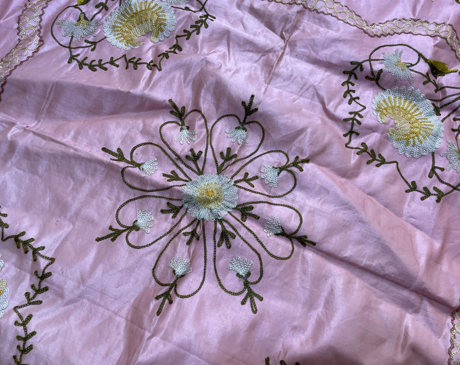 OSMANLI DÖNEMİ ZİNCİR İŞİ İPEK ATLAS BOHÇA