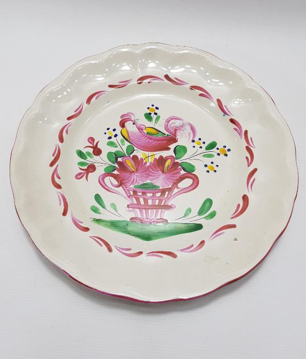 ÇİÇEK SEPETİ VE HOROZ TEMALI FRANSIZ PORSELEN TABAK 