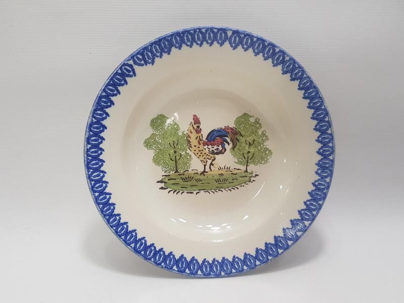 FRANSIZ YAPIMI ANTİKA HOROZLU TABAK