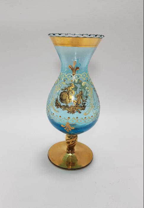 MİNELİ VE ALTIN SIVAMA İŞÇİLİKLİ KRİSTAL VAZO 