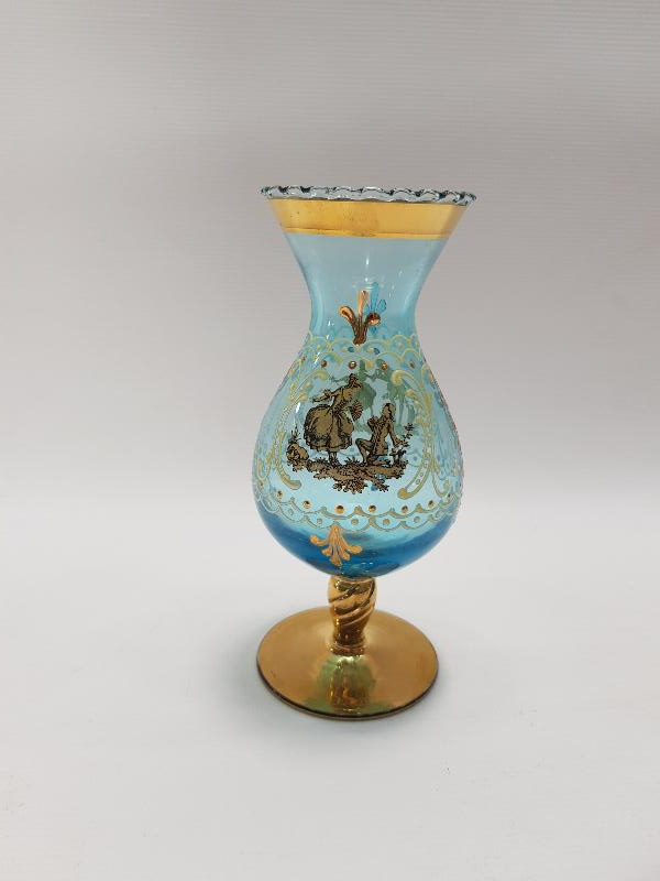 MİNELİ VE ALTIN SIVAMA İŞÇİLİKLİ KRİSTAL VAZO 