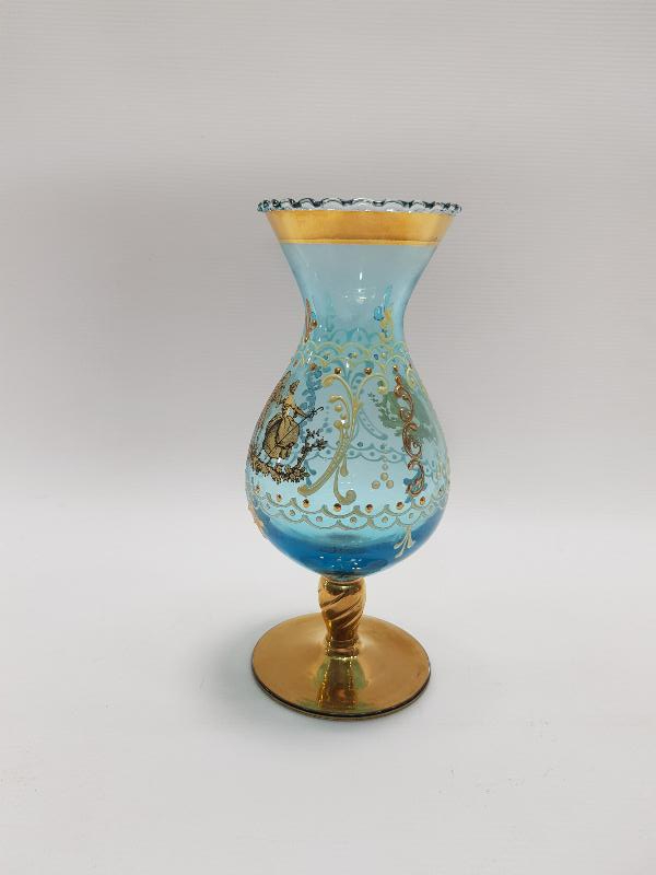 MİNELİ VE ALTIN SIVAMA İŞÇİLİKLİ KRİSTAL VAZO 