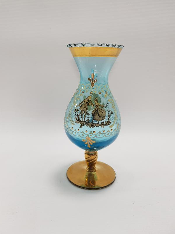 MİNELİ VE ALTIN SIVAMA İŞÇİLİKLİ KRİSTAL VAZO 