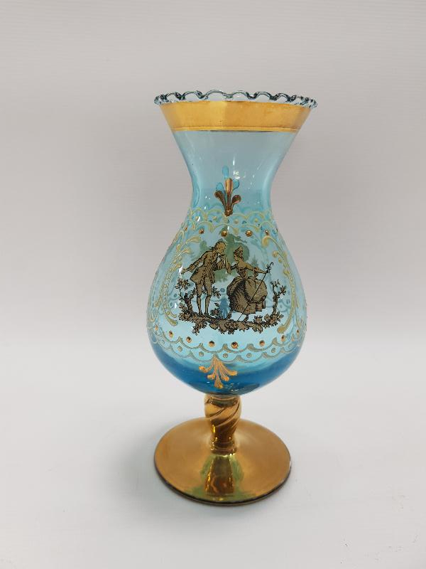 MİNELİ VE ALTIN SIVAMA İŞÇİLİKLİ KRİSTAL VAZO 