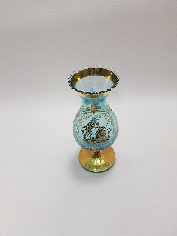 MİNELİ VE ALTIN SIVAMA İŞÇİLİKLİ KRİSTAL VAZO 