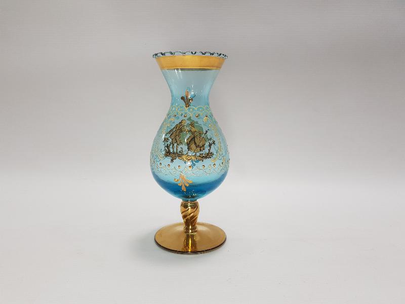 MİNELİ VE ALTIN SIVAMA İŞÇİLİKLİ KRİSTAL VAZO 