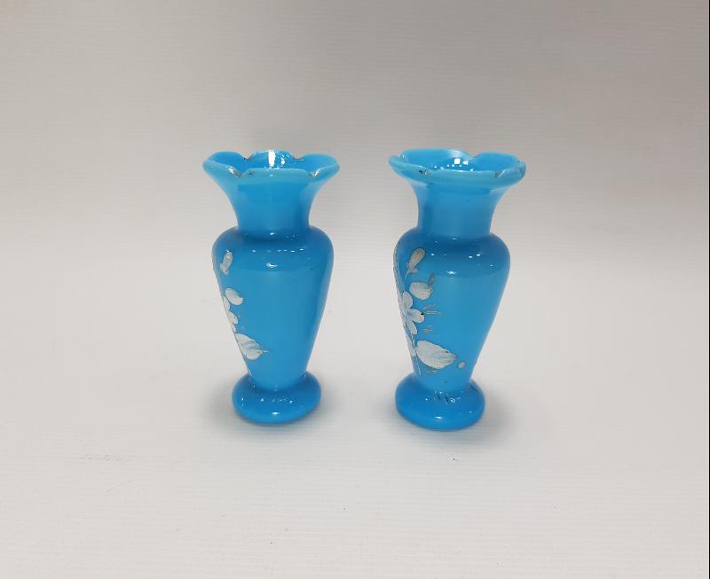 OSMANLI DÖNEMİ BİR ÇİFT MİNELİ OPAL VAZO 