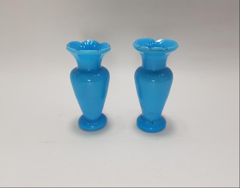 OSMANLI DÖNEMİ BİR ÇİFT MİNELİ OPAL VAZO 