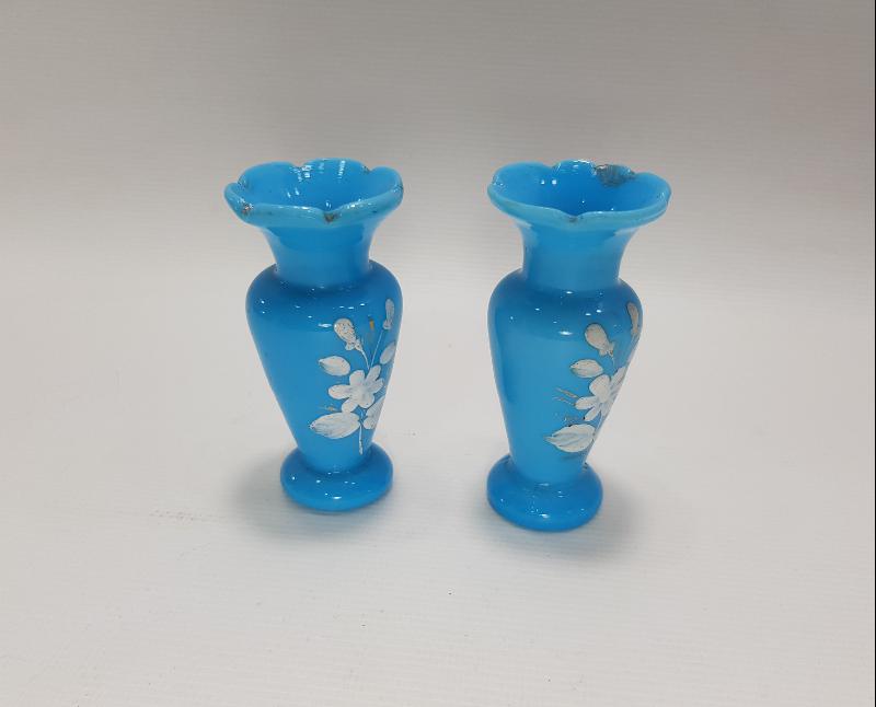 OSMANLI DÖNEMİ BİR ÇİFT MİNELİ OPAL VAZO 