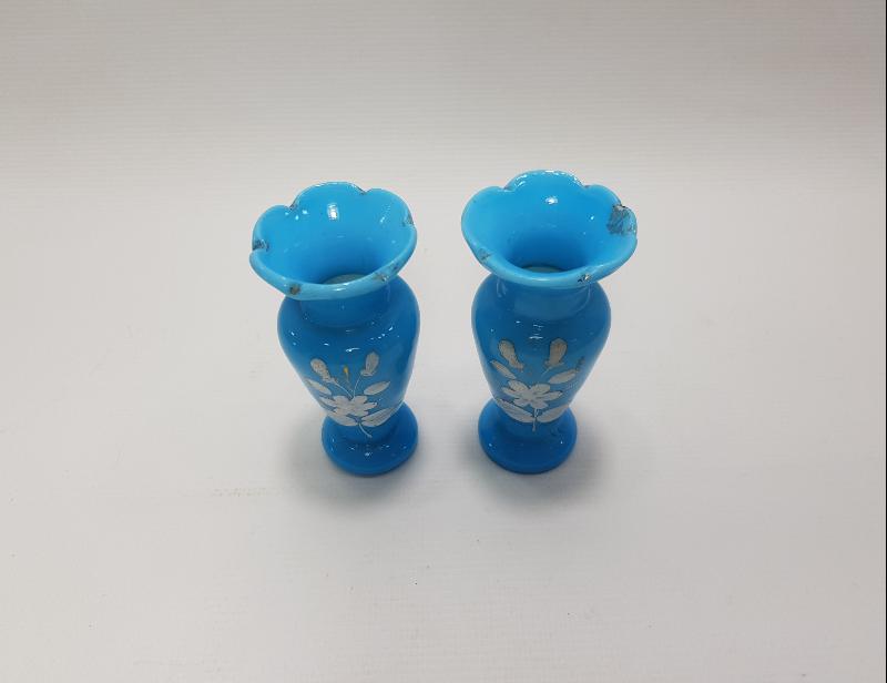 OSMANLI DÖNEMİ BİR ÇİFT MİNELİ OPAL VAZO 