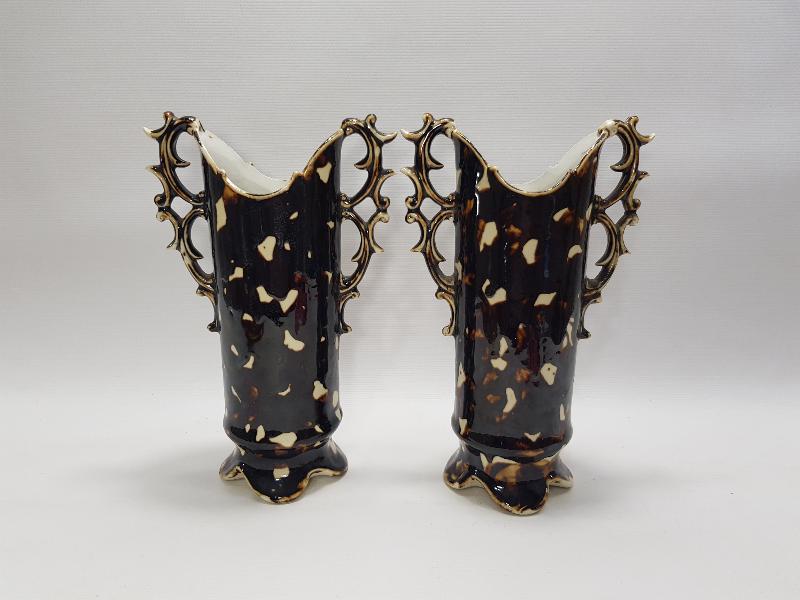 OSMANLI DÖNEMİ İZMİR İŞİ BİR ÇİFT PORSELEN VAZO 