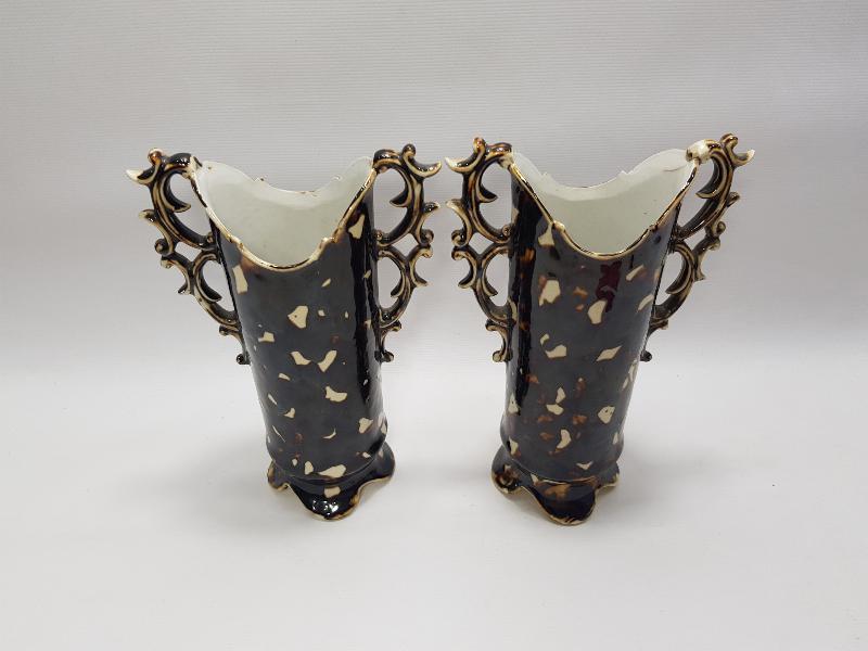 OSMANLI DÖNEMİ İZMİR İŞİ BİR ÇİFT PORSELEN VAZO 