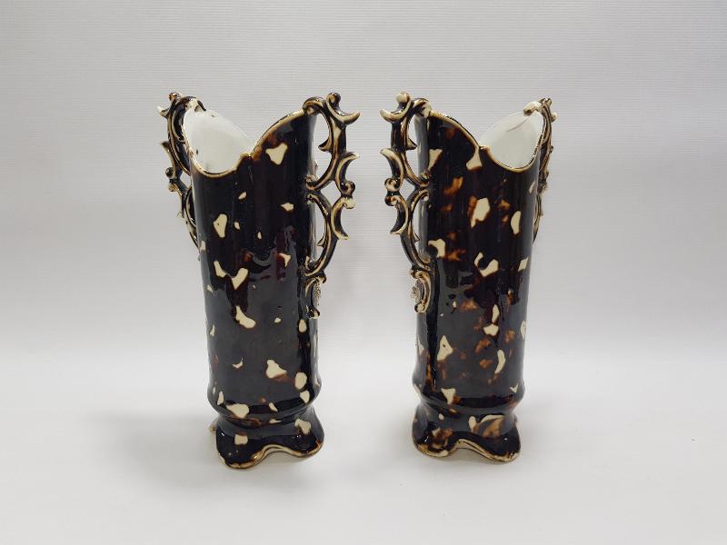 OSMANLI DÖNEMİ İZMİR İŞİ BİR ÇİFT PORSELEN VAZO 